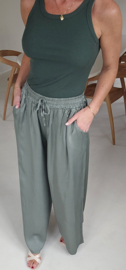 SALLI satin loose pants khaki