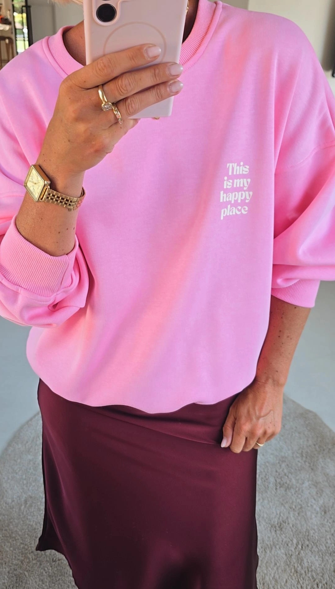 THIS IS MY HAPPY PLACE sweatshirt baby pink