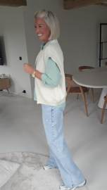 AZUR zip gilet capri ecru