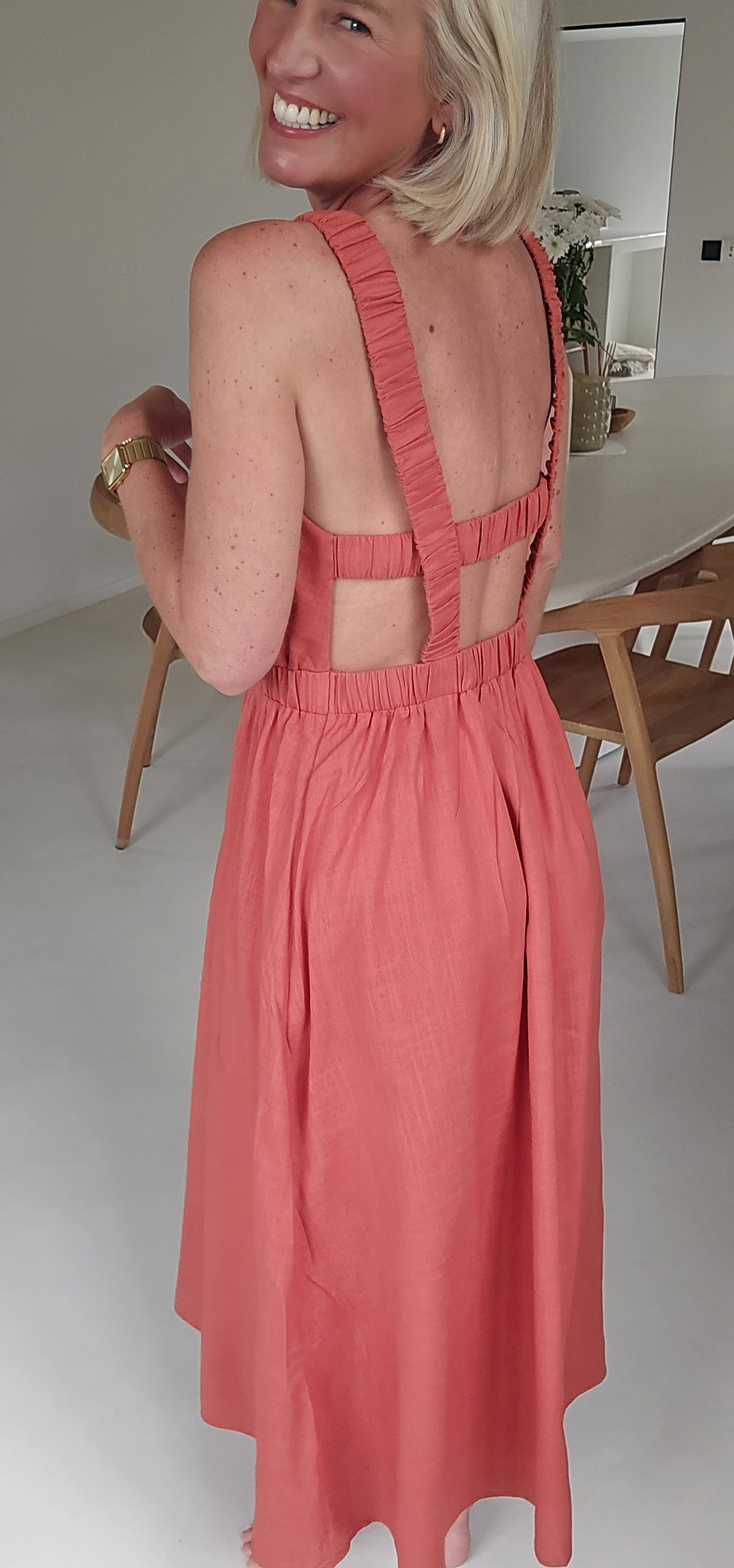 LIVIA maxi viscose linen dress terracotta