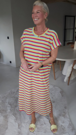 DAKOTA striped maxi sponge dress fuschia