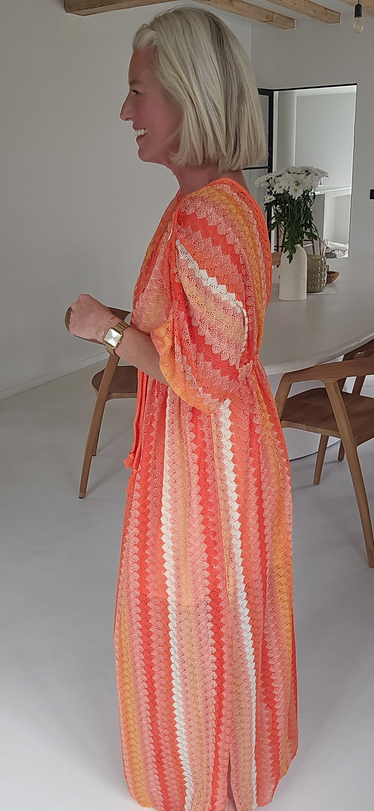 CANDICE maxi crochet dress orange