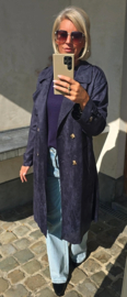 FALL VIBES suede trench coat navy
