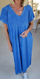 DIDI maxi terry T-shirt dress royal blue v-neck