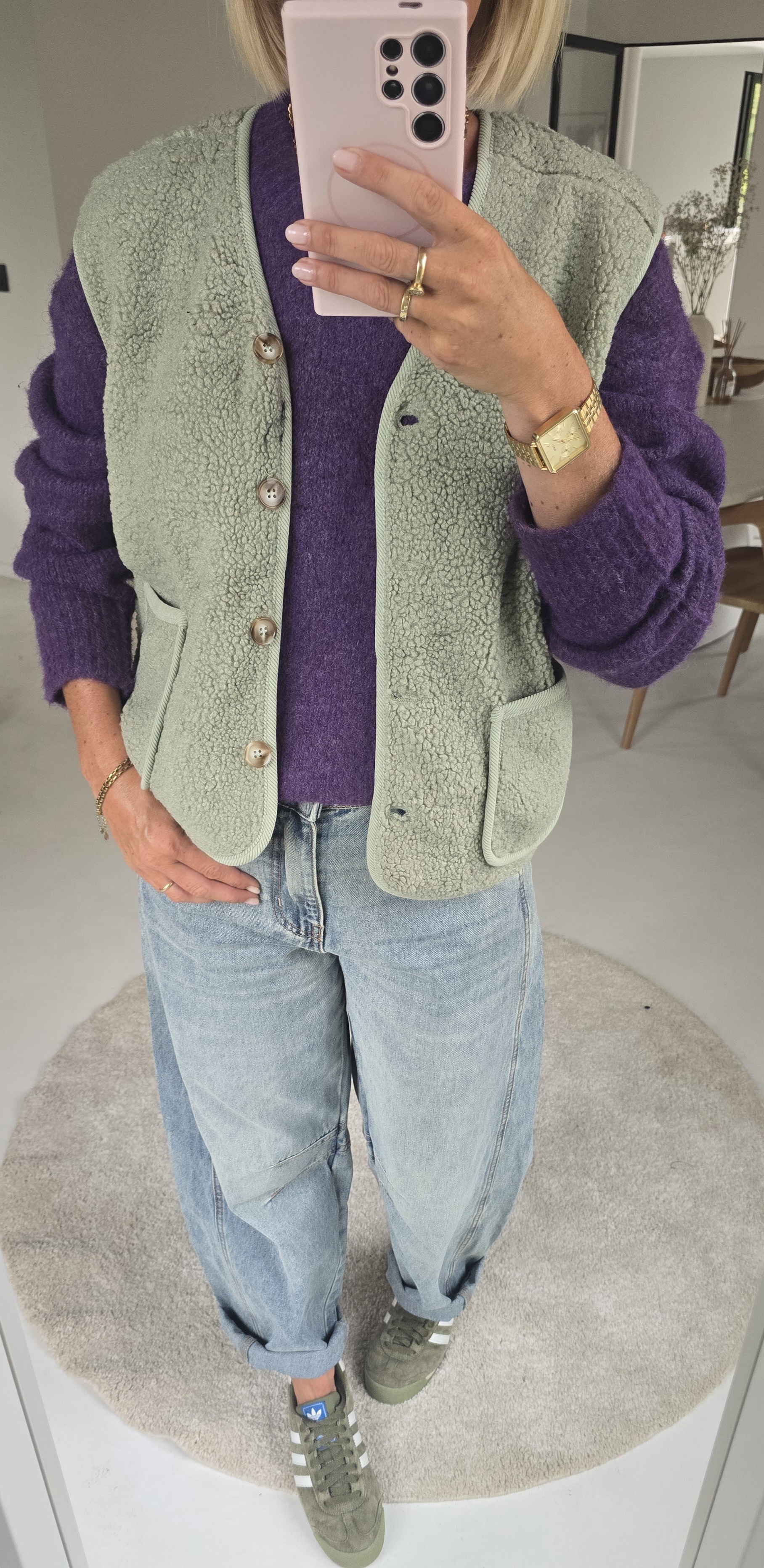 MELIA sleeveless teddy jacket khaki