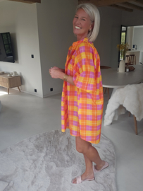VANESSA sunny checkered dress fuschia