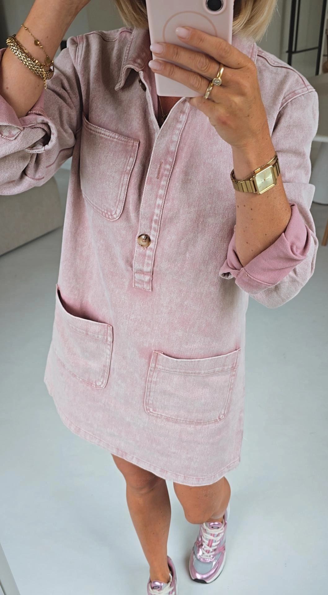 THE PERFECT jeans dress washed pink