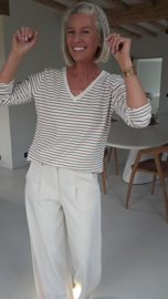 SOPHIA striped v-neck longsleeve camel