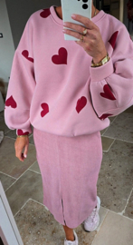 HEART sweatshirt pink burgundy