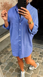 JANI striped oversized cotton shirt blue