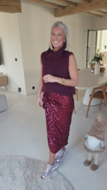 CHIQUE SPARKLE maxi wrap skirt burgundy
