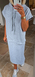 SYLKE skirt and sleeveless hoodie set grey