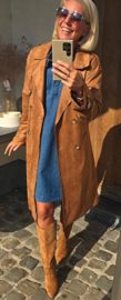 FALL VIBES suede trench coat camel
