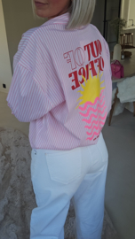OUT OF THE OFFICE striped shirt pink