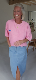 VINTAGE short-sleeved terry sweatshirt pink