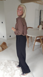 AVA basic cotton shirt chocolat