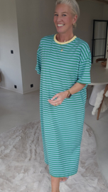 MIAMI striped maxi T-shirt dress green blue