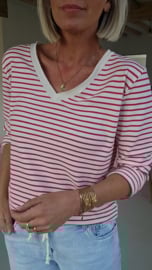 SOPHIA striped v-neck longsleeve fuschia