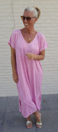 DIDI maxi terry T-shirt dress pink v-neck
