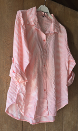 LAURA striped cotton shirt pink