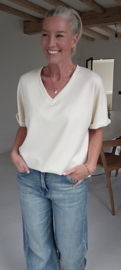 BRIA short-sleeved v-neck sweatshirt cream
