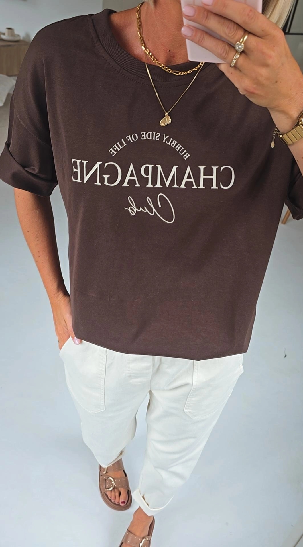 CHAMPAGNE CLUB cotton tee chocolat