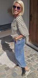 AYLIN oversized striped T-shirt khaki