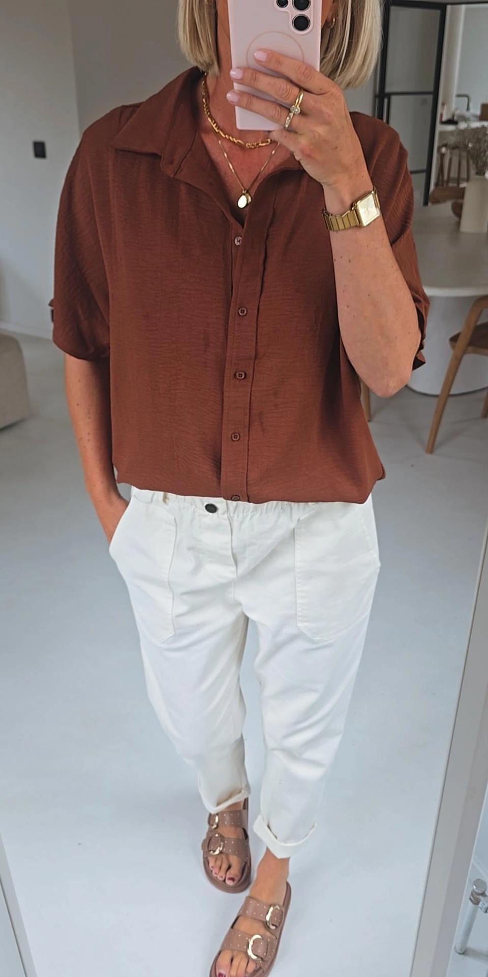 MIA short-sleeved shirt chocolat
