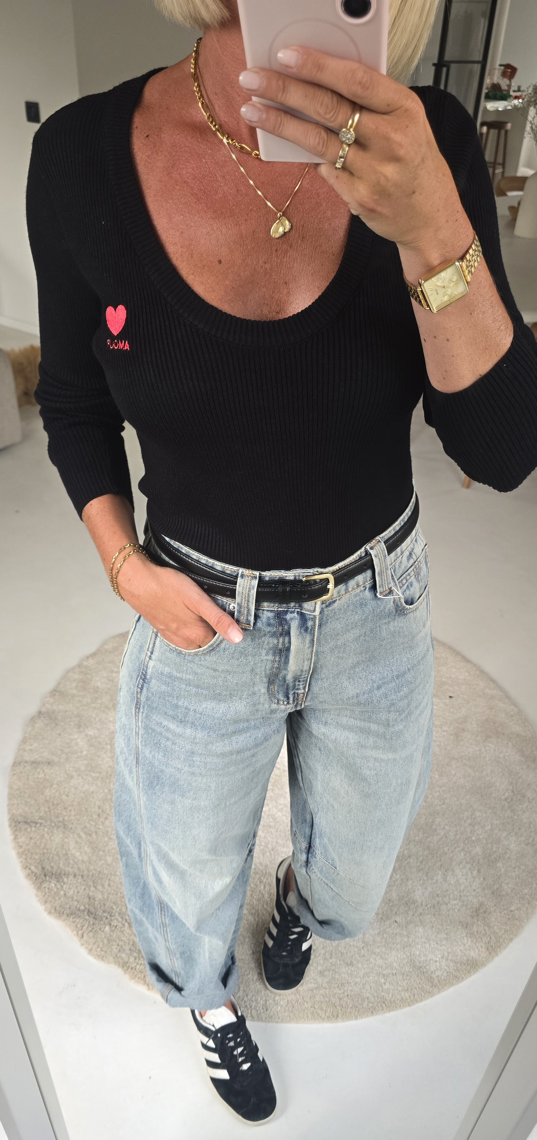 AMOUR warm v-neck longsleeve black