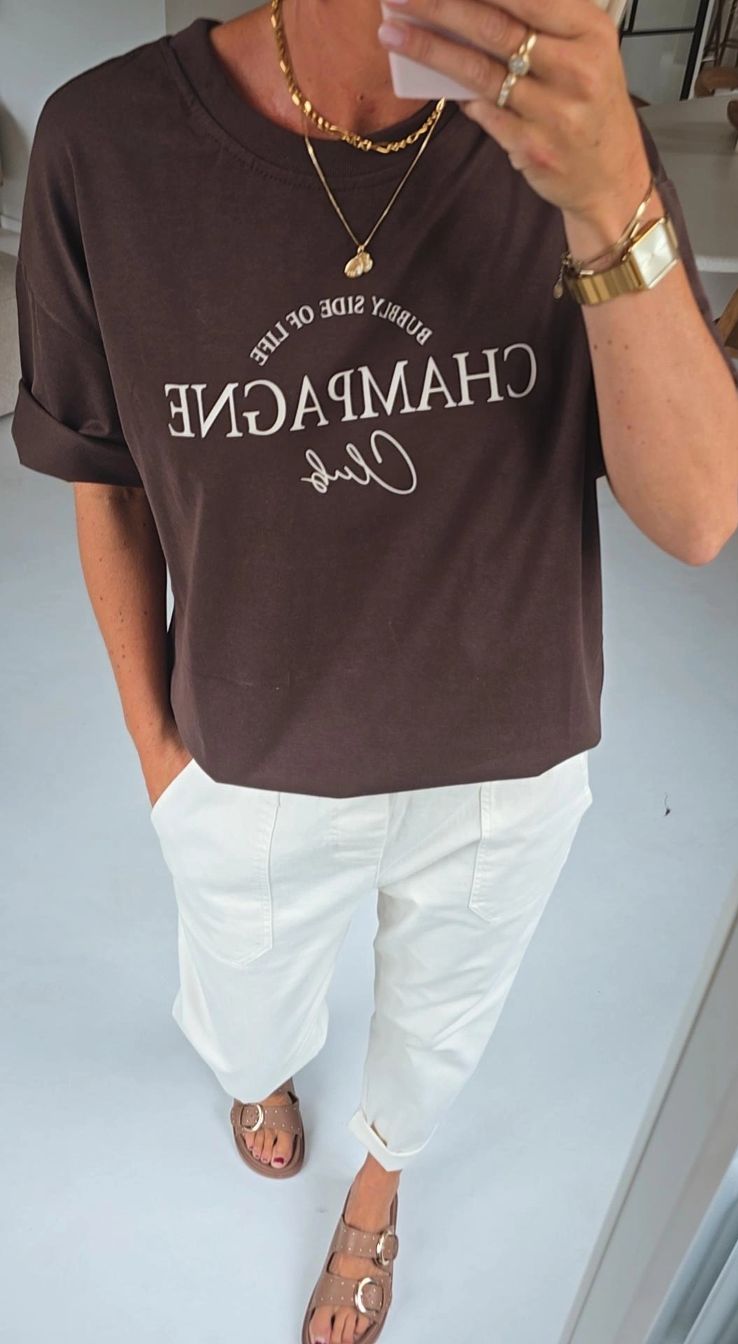 CHAMPAGNE CLUB cotton tee chocolat