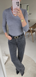REVI wide leg jeans washed black tall line