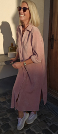 RHEA WINTER soft velvet maxi shirt dress soft pink