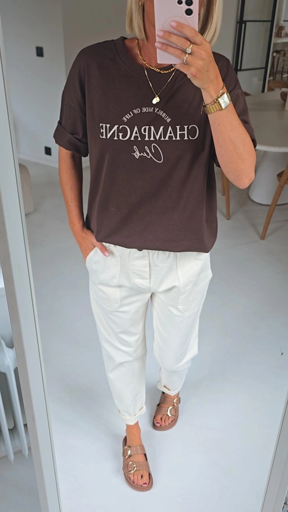CHAMPAGNE CLUB cotton tee chocolat
