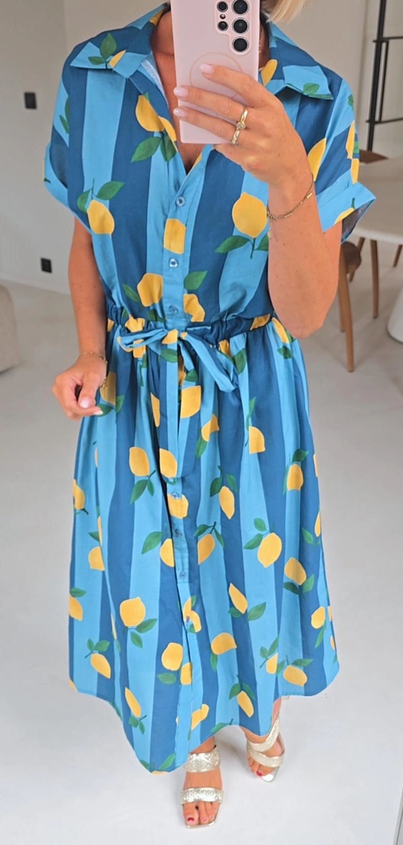 LEMON maxi cotton dress blue
