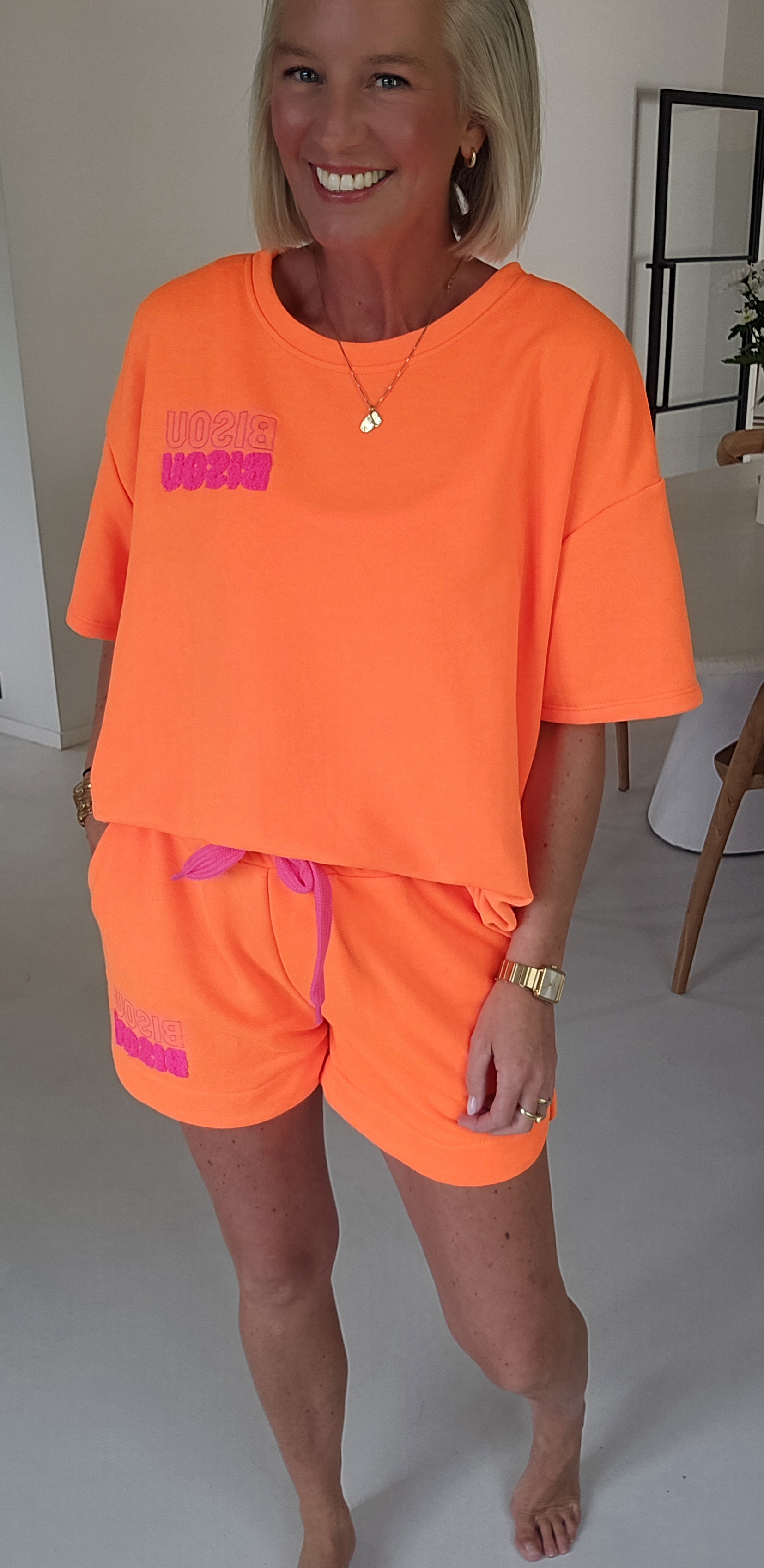BISOUS sweatshirt set neon orange