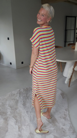 DAKOTA striped maxi sponge dress fuschia