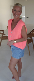 JOLIE sleeveless knit cardigan neon coral
