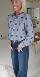 INTE romantic blouse vichy navy