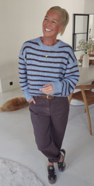 KARA striped knip blue chocolat