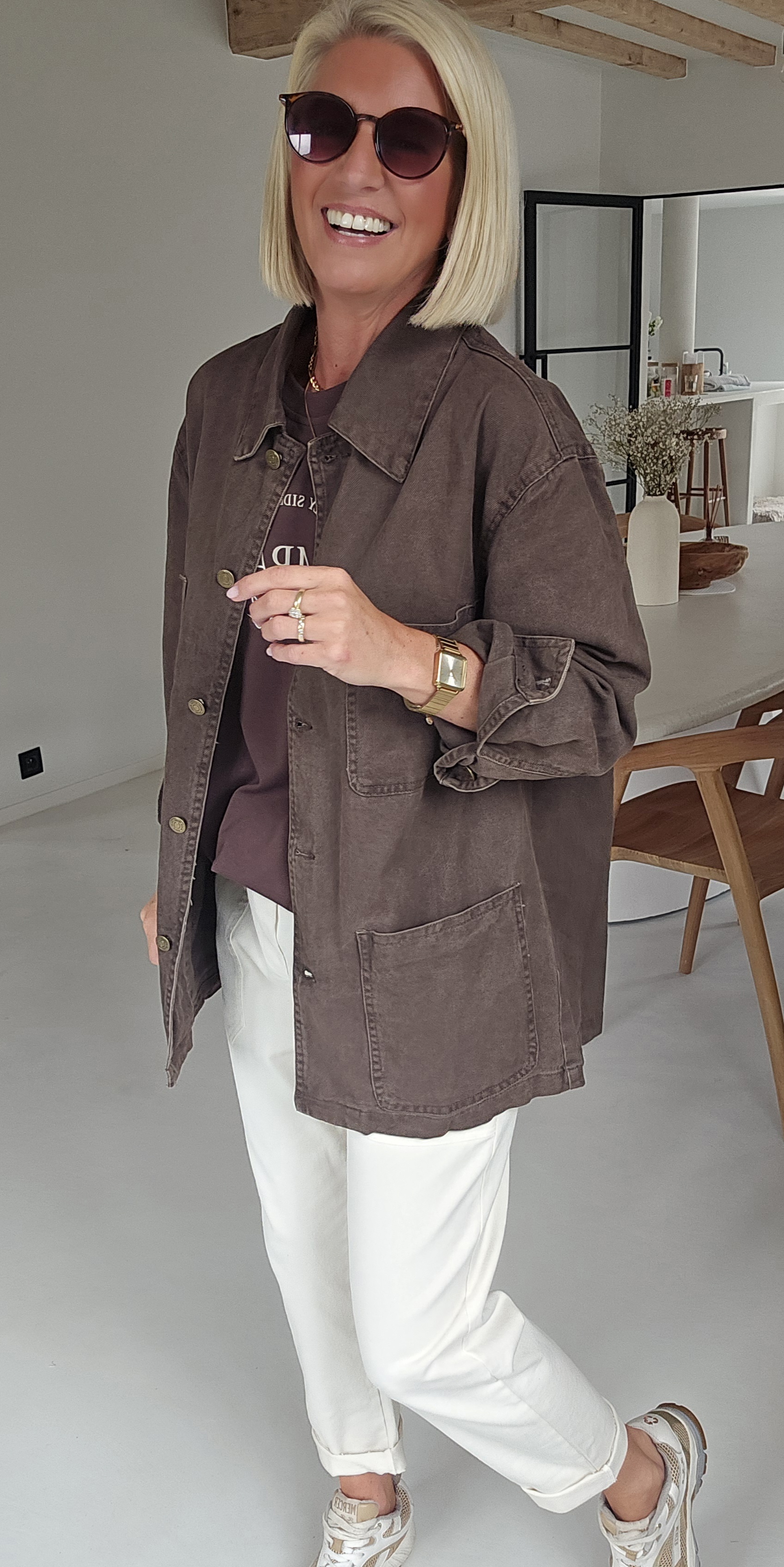 FELINE oversized cotton jacket chocolat