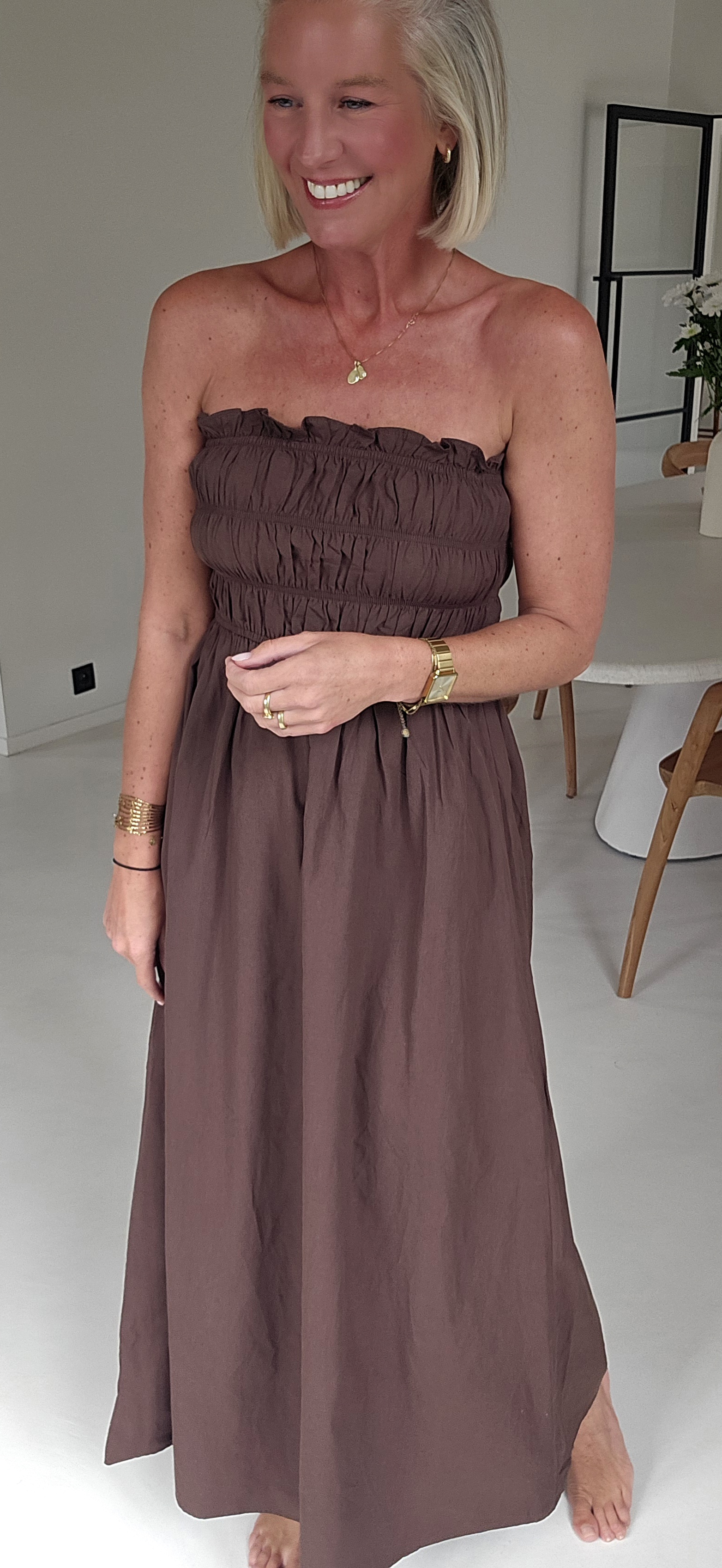 BENTHE bustier dress chocolate