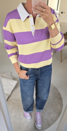 ANTJE striped polo sweatshirt violet yellow