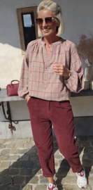 CECE checkered blouse burgundy