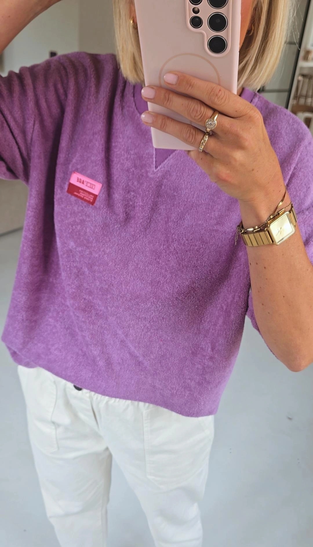 VINTAGE short-sleeved terry sweatshirt lavender
