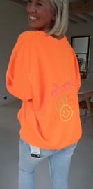 HAPPY LIFE sweatshirt neon orange (with key ring)