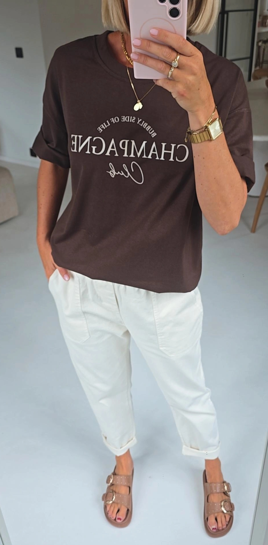CHAMPAGNE CLUB cotton tee chocolat