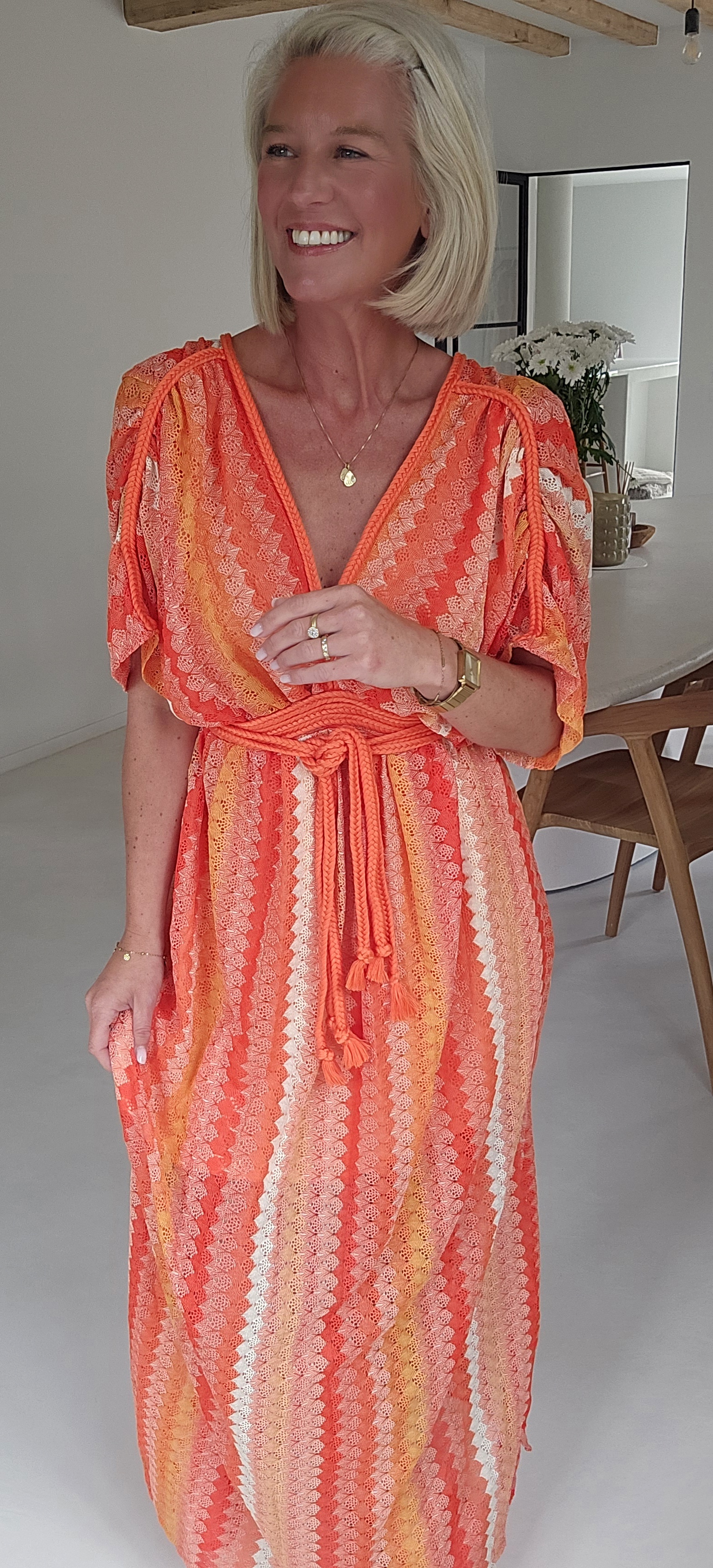 CANDICE maxi crochet dress orange