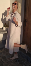 RHEA WINTER soft velvet maxi shirt dress soft beige