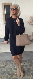MANDINE midi knit dress black