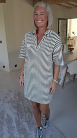 TESS striped sponge dress khaki